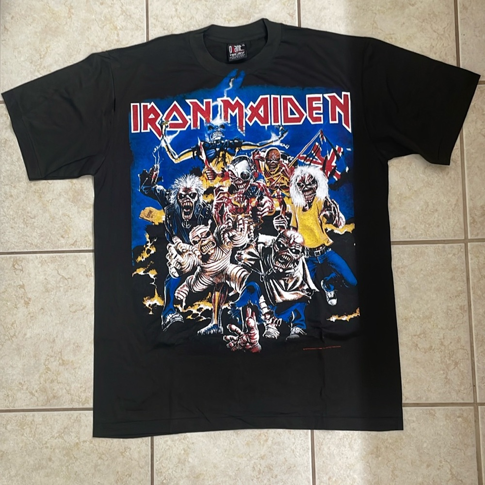 AOP 🔥 Giant Tag Modern Boot Single Stitch Iron Maiden Graphic Tee - NWOT!